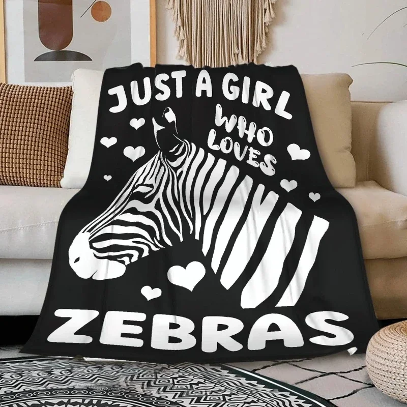 girl who loves zebras Flannel printed blanket suitable for all seasons suitable for living room office sofa and travel