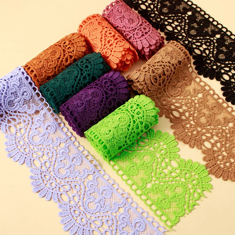 10cm Hollow Out Floral Embroidered Lace Ribbon DIY Apparel Sewing Fabric Colorful Handmade Crafts Water Soluble Lace Tape