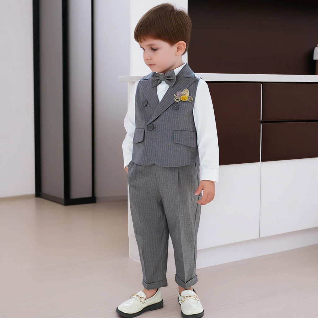 Traje de pantalones con tirantes para niños, conjunto de Blazers a rayas  grises para bodas, uniforme escolar para niños de 2 a 12 años, trajes de  cumpleaños para niños pequeños / Ropa de niños, image size:1024x1024