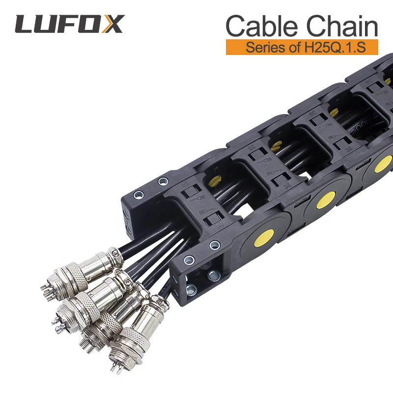 High quality 1-meter cable drag chain. Series of H25Q.1.S-Bridge type open of  both side