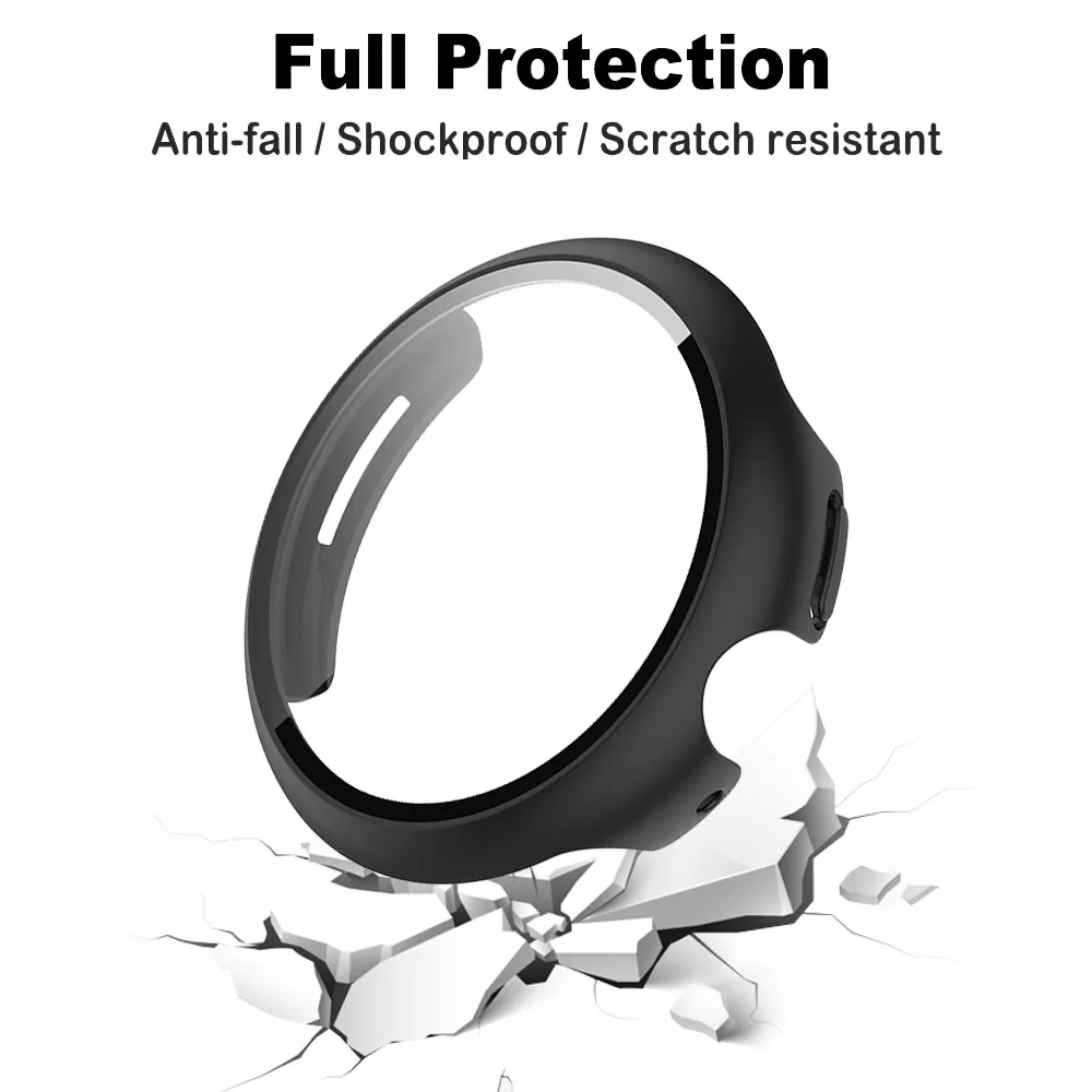 Case+Glass for Google Pixel Watch 3 45mm 41mm PC All-around Bumper Anti-scratch Protective Cover + Screen Protector Accessories