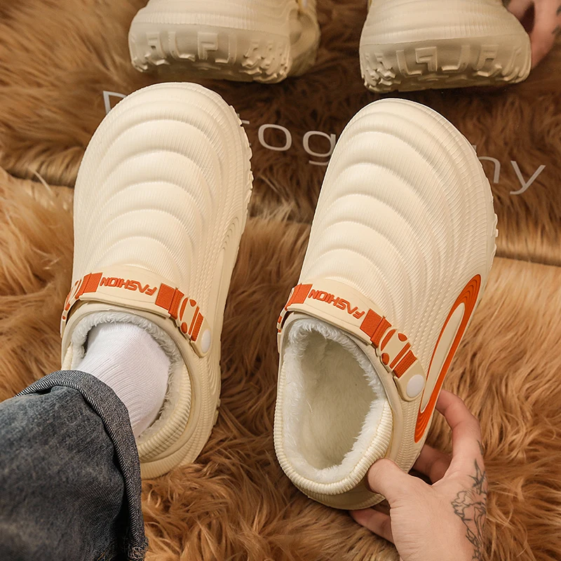 رجل الشتاء أحذية قطنية قباقيب قطيفة دافئة للرجال مكافحة زلق مقاوم للماء زلة Ons منزل الشرائح 2025 جديد عصري شبشب شتوي #6