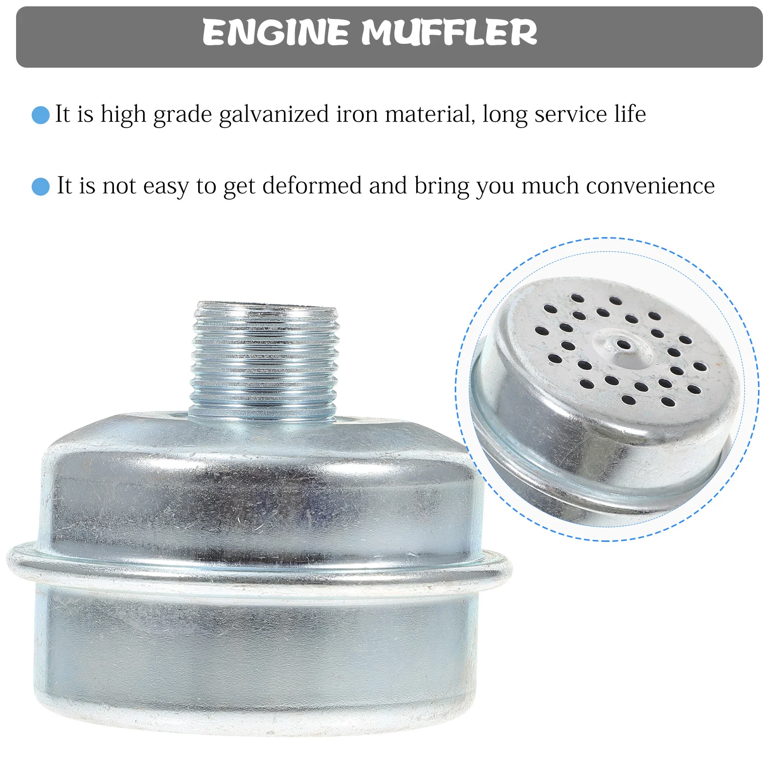 

Small Engine Muffler 1/2 Inch Threaded Galvanized Iron Replacement For 299106 Lawn Mower Generator Garden Equipment Engine