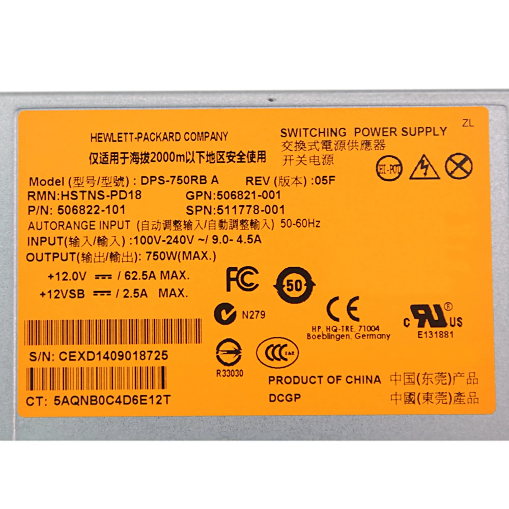 For HP DPS-750RB A DPS 750RB A 12V 60A 750W Power Supply Durable