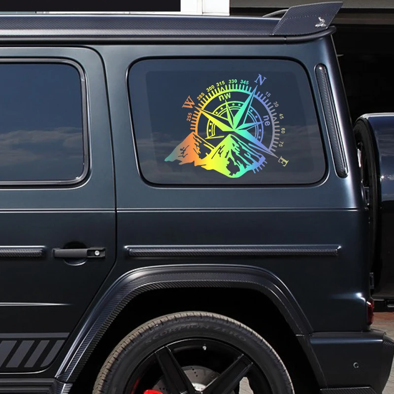 M1021# Vinyl Decal Mountain Compass Car Stickers Waterproof Auto Decor for Niva SUV 4X4 Off Road Rear Window