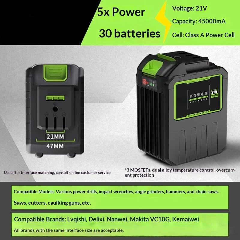 21 فولت أداة السلطة بطارية ليثيوم المفتاح الكهربائي غسيل السيارات بندقية منشار كهربائي بطارية الطاقة العالمي 21 فولت Bat터ı Bateria Gasam #4