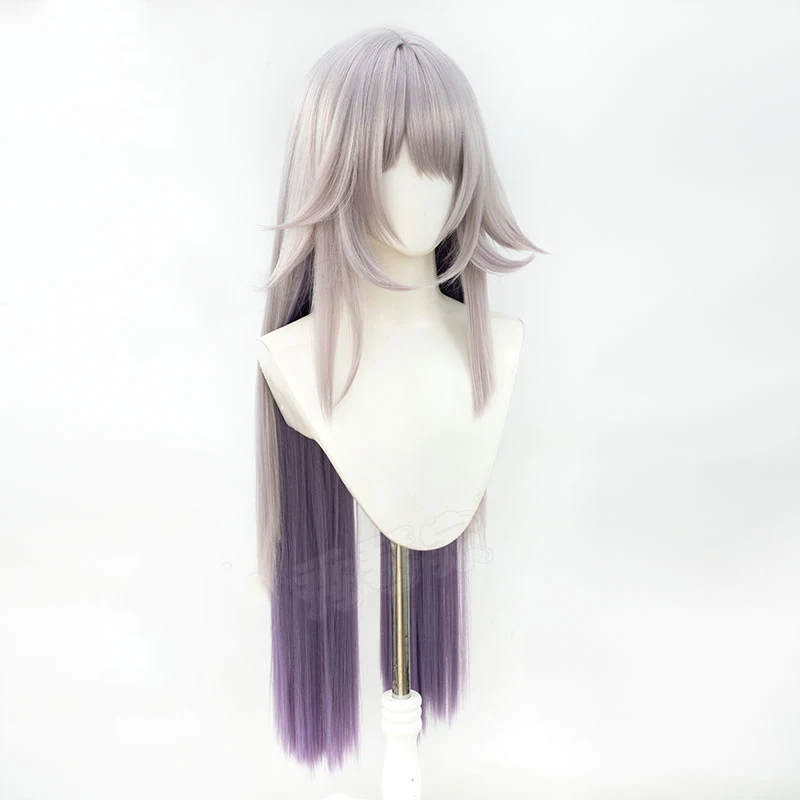 A herta peruca cosplay honkai estrela ferroviário marrom 100cm cabelo longo roxo gradiente herta estação espacial festa de halloween feminino meninas