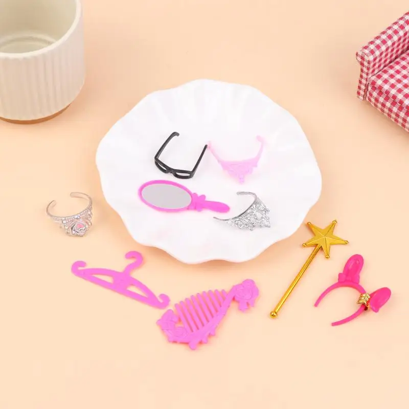 30 stks/set Poppenhuis Miniatuur Sieraden Oorbellen Ketting Mini Simulatie Pop Dress Up Decor Fantasiespel Speelgoed Pop Accessoires