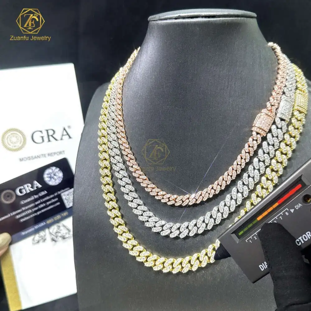 

Luxury Necklace Custom Big Necklace 15mm Cuban Link Chain Gold 30mm Width Silver Jewelry Set 925 Sterling Silver Necklace Hiphop