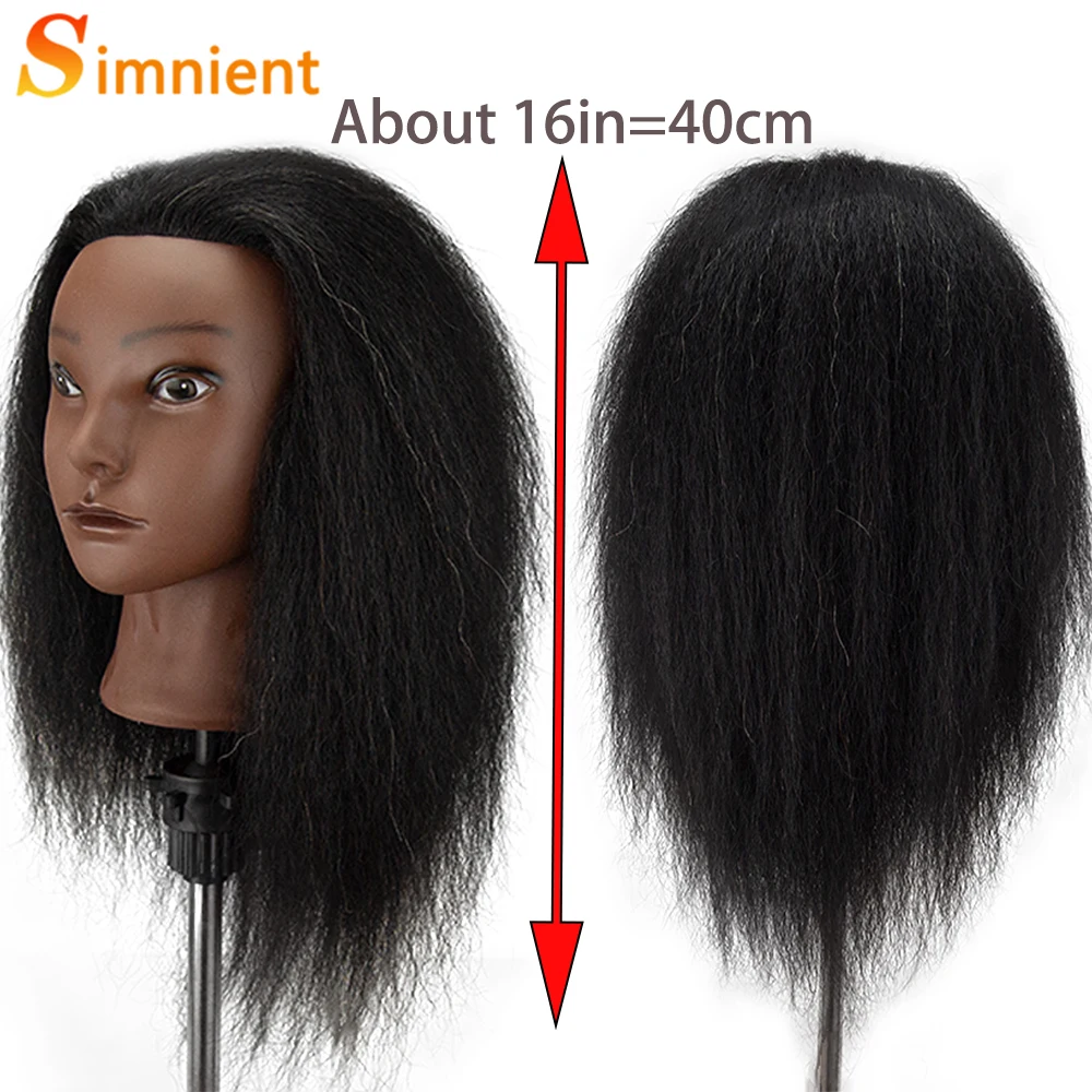16inch Mannequin Head With Human Hair For Braiding 100%Real Hair Training Head Cosmetology With Hair Doll head For Hair Styling