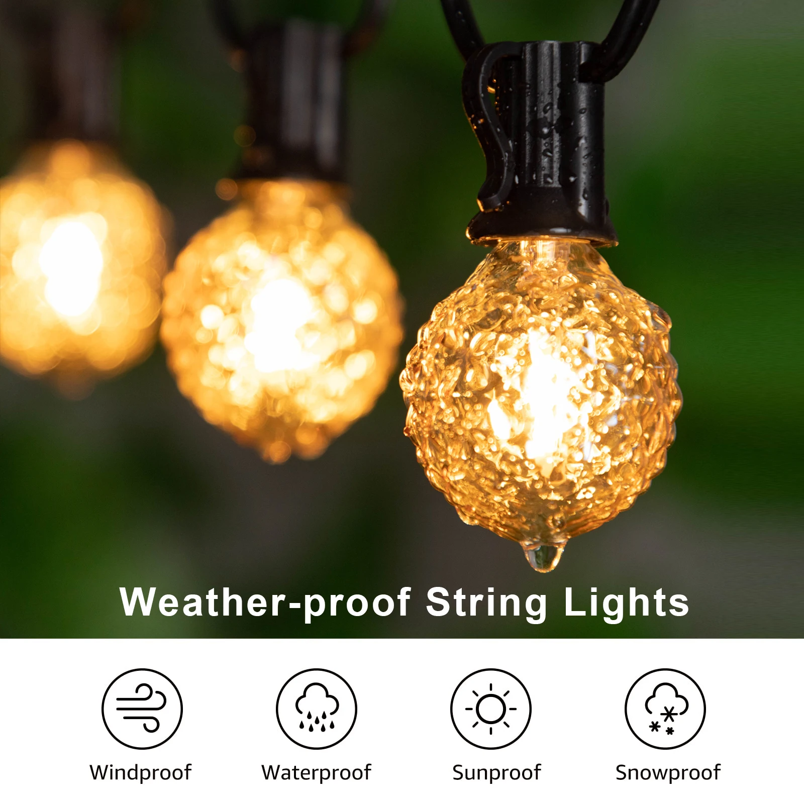 25FT 65FT Diamond Shaped G40 Led Outdoor String Light 110V 220V Dimmable Connectable Patio Party Decor Garland Fairy Light Chain