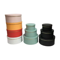 3Pcs/Set Circular Flower Box 25cm Round Cardboard Gift Boxes Solid Color Wedding Valentine's Day Party Rose Packaging Carton