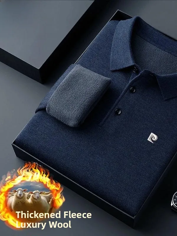 

Мужской теплый кардиган Pierre Cardin из шерсти с флисовой подкладкой, утолщенный, повседневный, с длинным рукавом, для осени и зимы, городской стиль