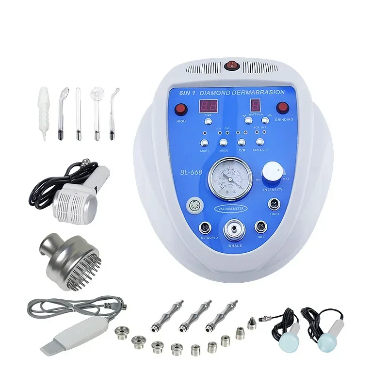 

New stock arrival! ! 6 in 1 Diamond Microdermabrasion Apparatus beaut Hot and Cold Hammer Ultrasonic Tightening