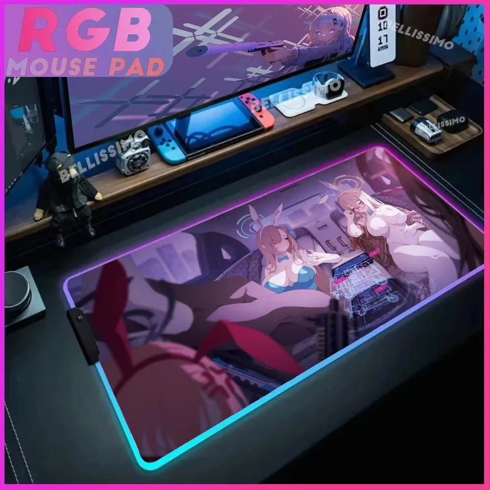 Hot RGB Mouse Pad Asuna keyboard Mouse Office Pad Luminous Desk Mat Backlit LED Large Gamer E-sports Keyboard Mat Boyfriend Gift