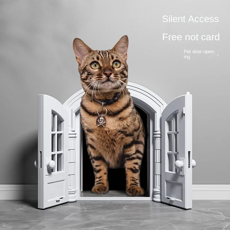 Quiet and Convenient Cat Door for Easy Access Between Rooms Pet Tunnel Access Door for Cats, Double-Way Entry and Exit