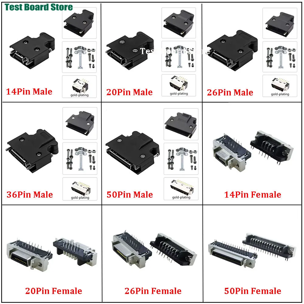 

1 Piece DIY SCSI Male/Female Connector HPCN 14 20 26 36 50 Pin Socket Connector Servo Receptacles Header Contact Wire Solder