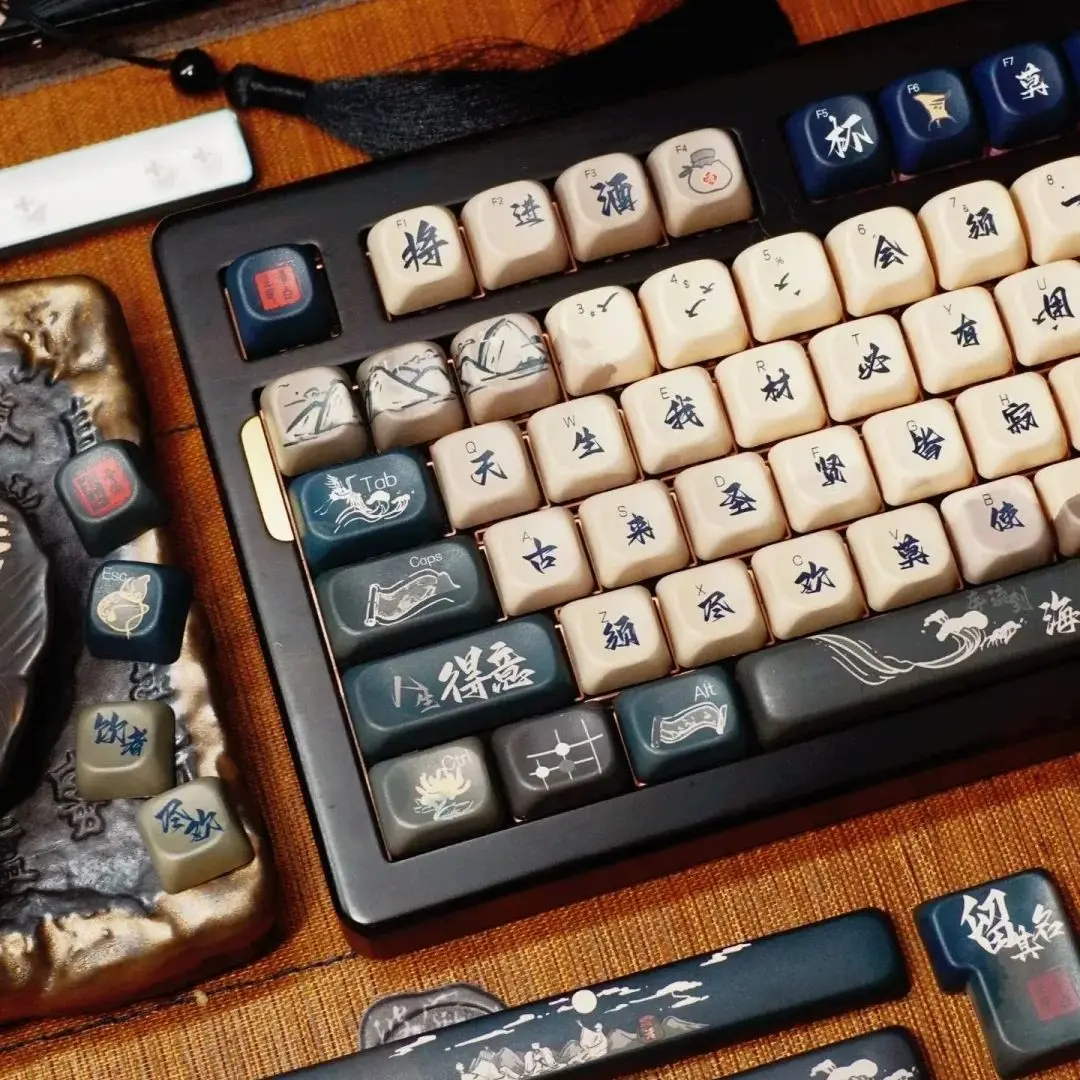 Teclas de estilo nacional, juego de teclas PBT EOA, tapa de Teclado mecánico de sublimación térmica cuadrada para Alice/ANSI MX Switch