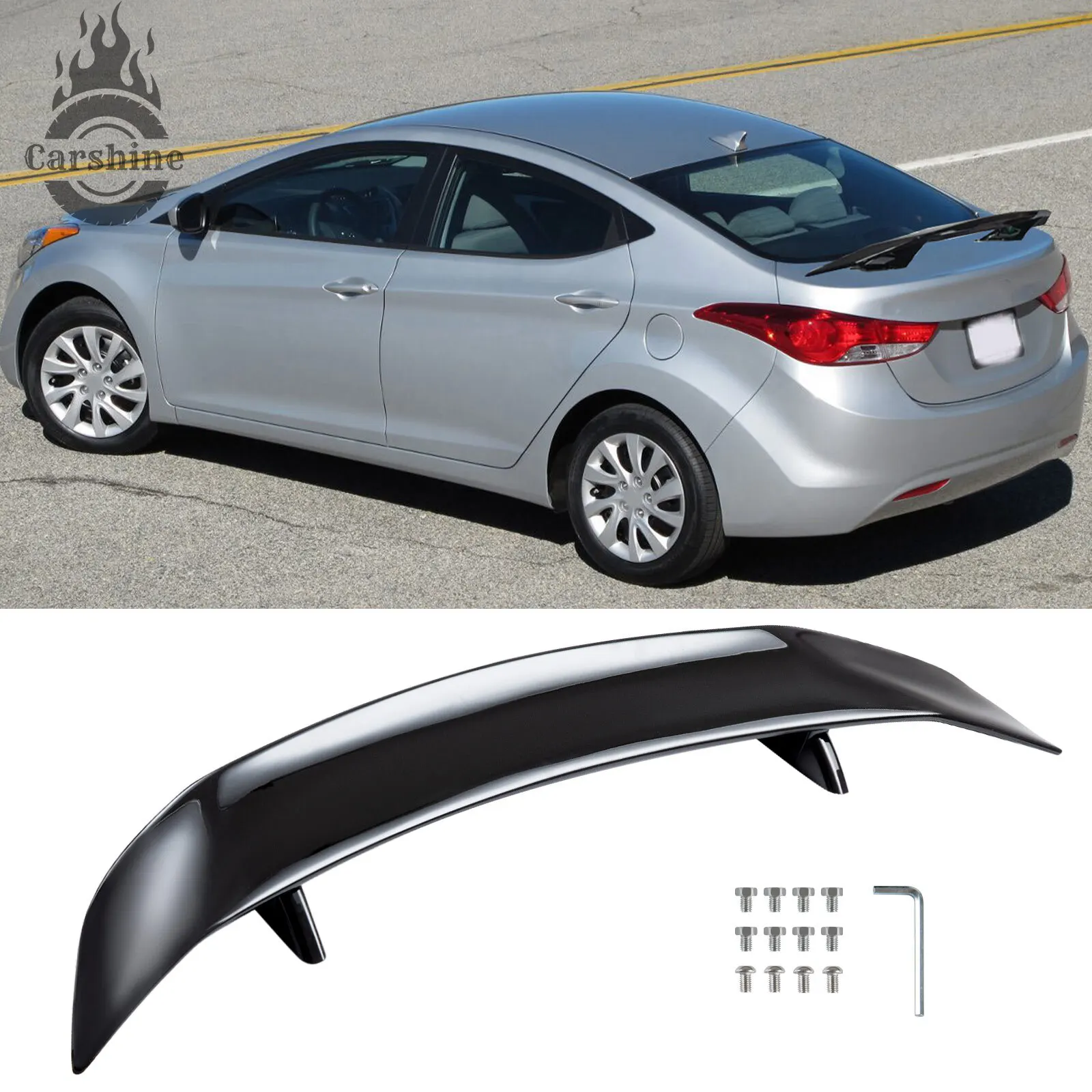 

47" Rear Trunk Spoiler Racing GT Wing Gloss Black For Hyundai_Elantra 2008 New