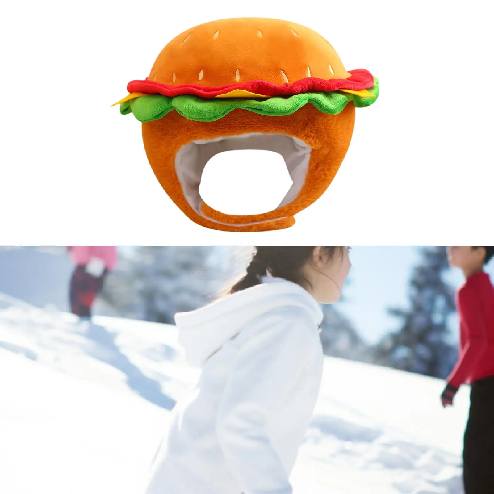 Plush Hat Cartoon Hamburger for Men Women Funny Hamburger Headgear for Role Play Holiday Masquerade Ball Halloween Carnival