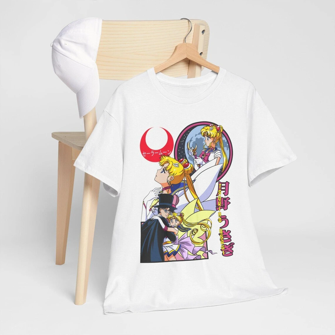 Camiseta de los años 90 con estampado Retro de Sailor Moon, camiseta de algodón de verano para hombres y mujeres, ropa de calle informal de tendencia, Top de manga corta para parejas de Hip Hop