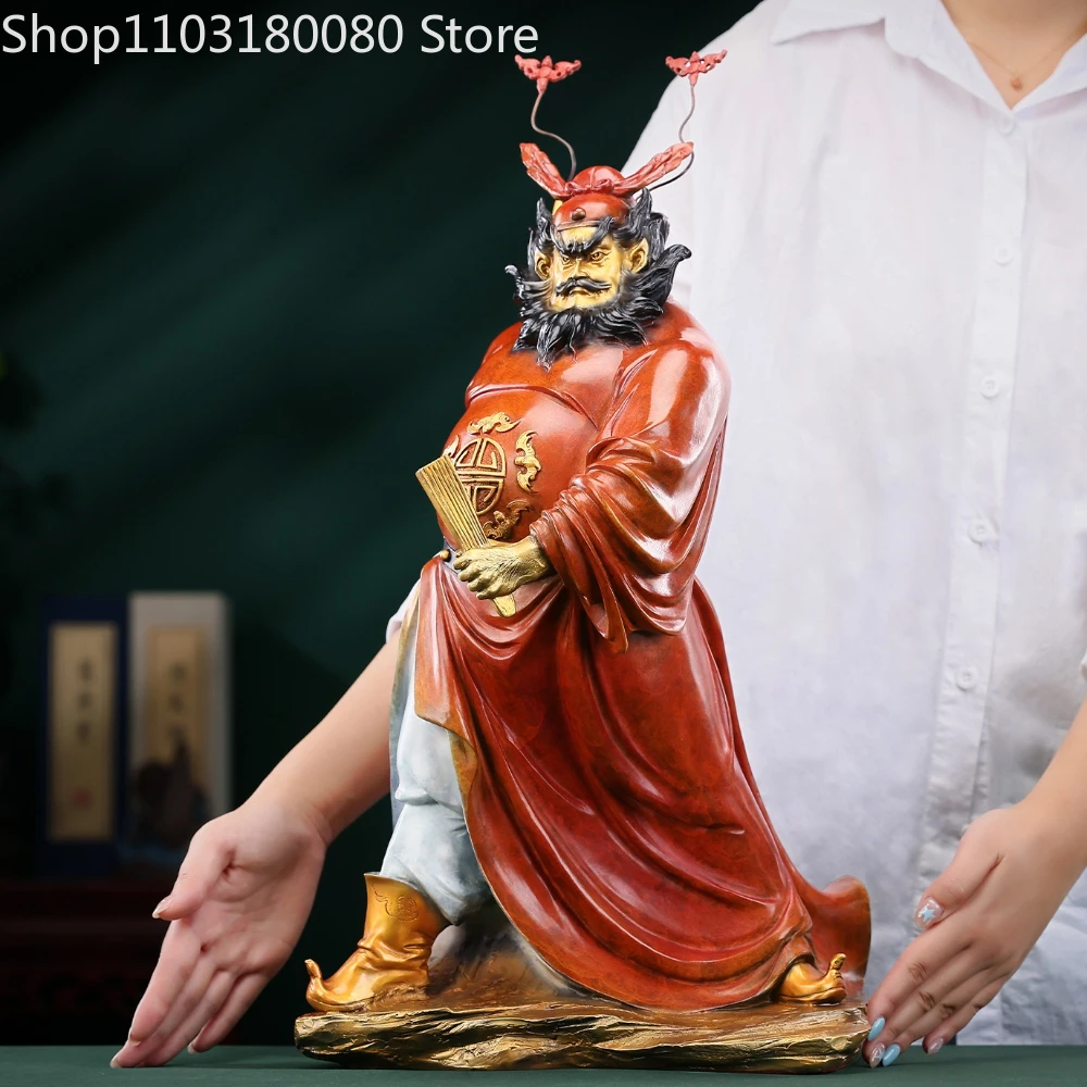 55cm Copper painting Zhong Kui statue Chinese traditional gods sculpture
