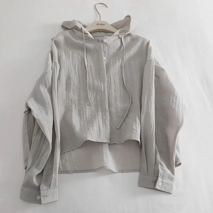 New Arrival Dopaamine Loose Fit Long Sleeve Thin Sun Protection Shirt Hooded Summer Casual Outerwear Top for Women