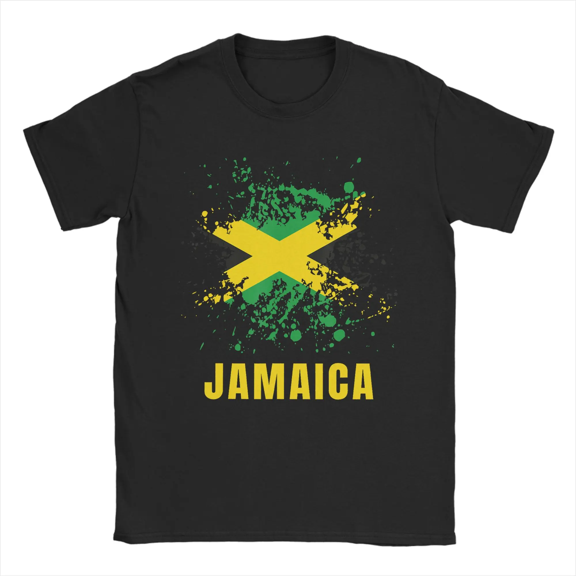 Vintage Jamaica Retro Watercolors Sport Jamaican Flag T-Shirt Men Round Neck 100% Cotton T Shirt  Short Sleeve Tee Shirt Clothes