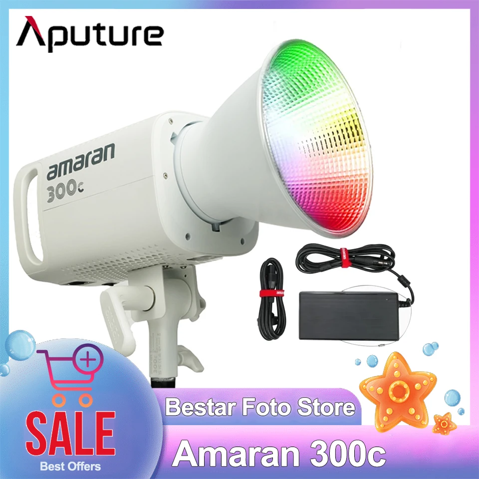 

Aputure Amaran 300c RGBWW Full-color 2500K-7500K Video Light for Studio Camera Photography with Bowens Mount CRI 95+ TLCI 95+