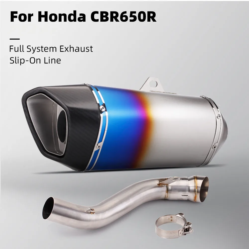 

Slip-on For HONDA CBR650R CBR650F CB650F Motorcycle Exhaust System Modified Middle Link Pipe with Carbon Fiber Escape Muffler