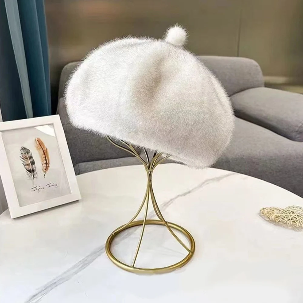 Winter Warmer Plush Berets Imitation Mink Fur Hat Thicken  display picture 3