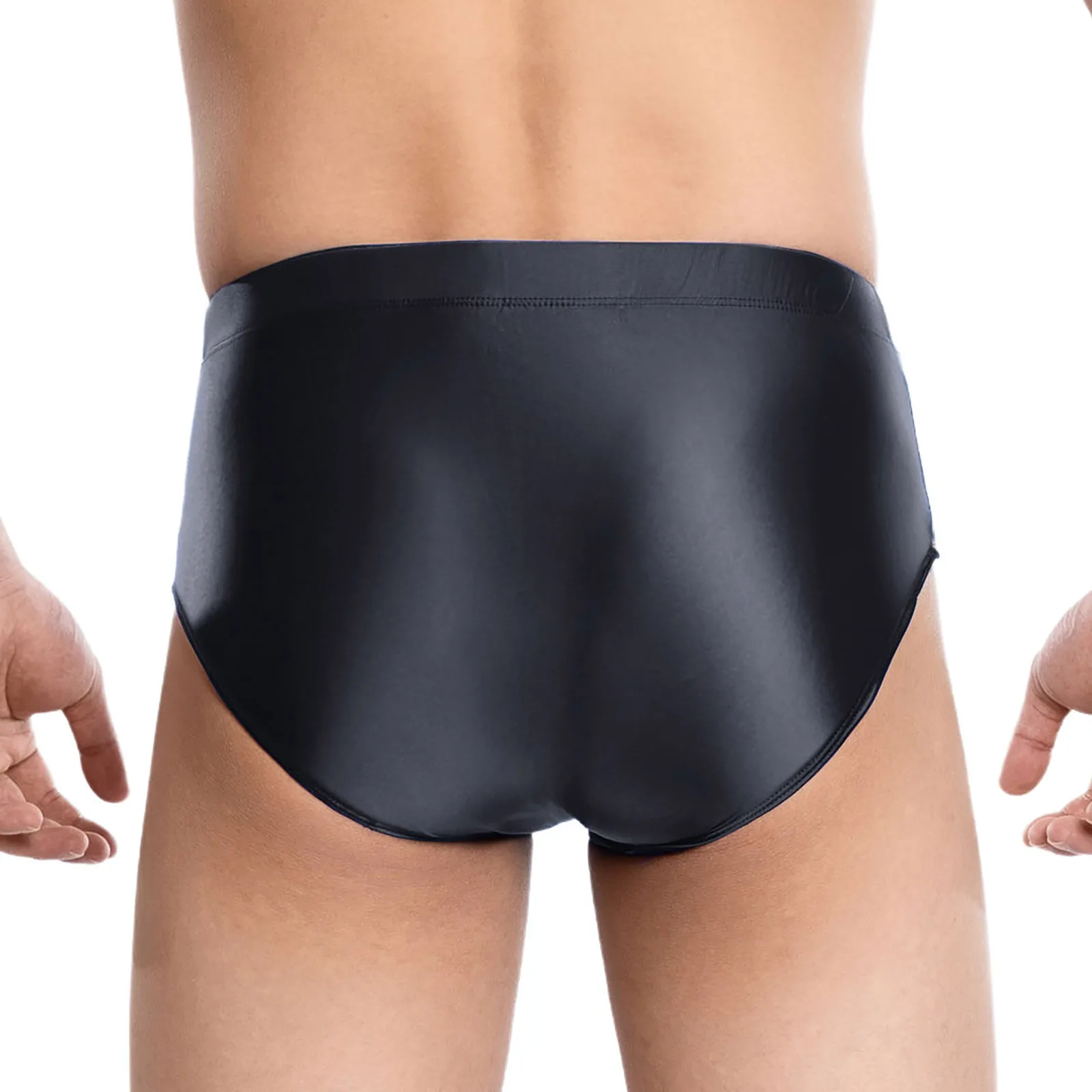 

Men Sexy Glossy Briefs with Bulge Pouch Panties Solid Color Stretchy Underpants for Drag Queen Gays Daily Everyday Underwear