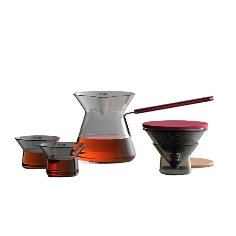 

High-quality glass tea, filter poured on dripper for separation of tea making 1 pot 2 cups magnetic teapot gift set