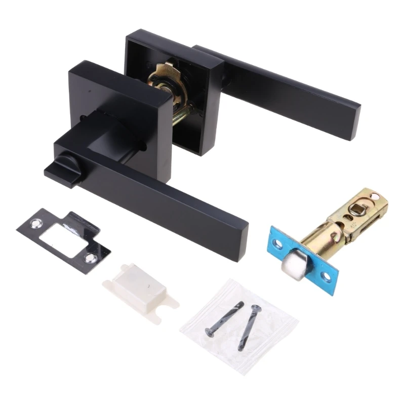 Heavy Duty Interior Door Levers Bathroom Door Handles Square Privacy Lever Door Handle for Bedroom or Bathroom Enduring