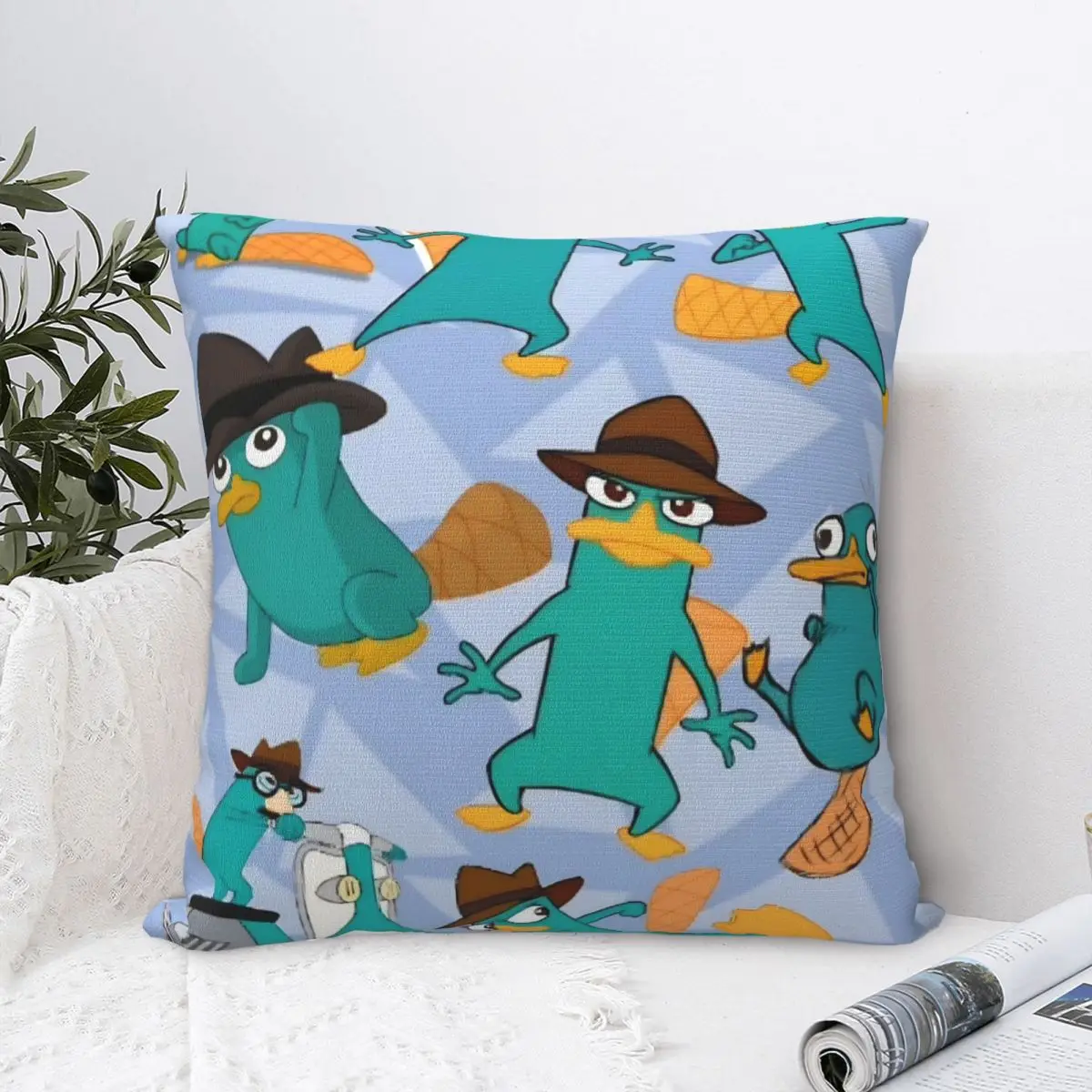 Perry The Platypus Pillowcase Polyester Cushion Cover Decorations Cartoon Pillow Case Cover Car Zippered 18'