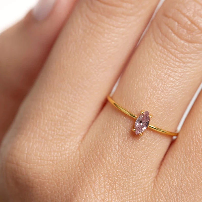 Gold/Silver Plated Delicate Square Cubic Zircon Rings For Women Girls Micro Paved Crystal Ring Fashion Jewelry Gifts