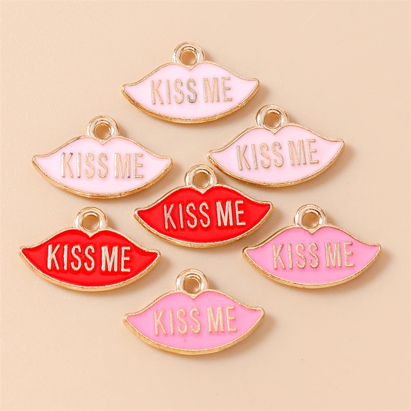 20 Stück 17x10mm Niedliche Emaille-Charms mit Roten Lippen für Schmuckherstellung, Ohrhänger, Halsketten, Armbänder, DIY-Bastelzubehör – Detail 8