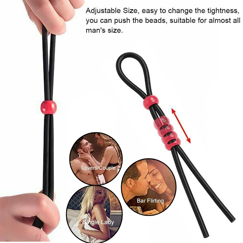 Adjustable Penis Ring Rope BeadsSpermlock Ring Assist Erection Silicone Ejaculation Delay Cock Scrotum Ring Man Lasting Cockring