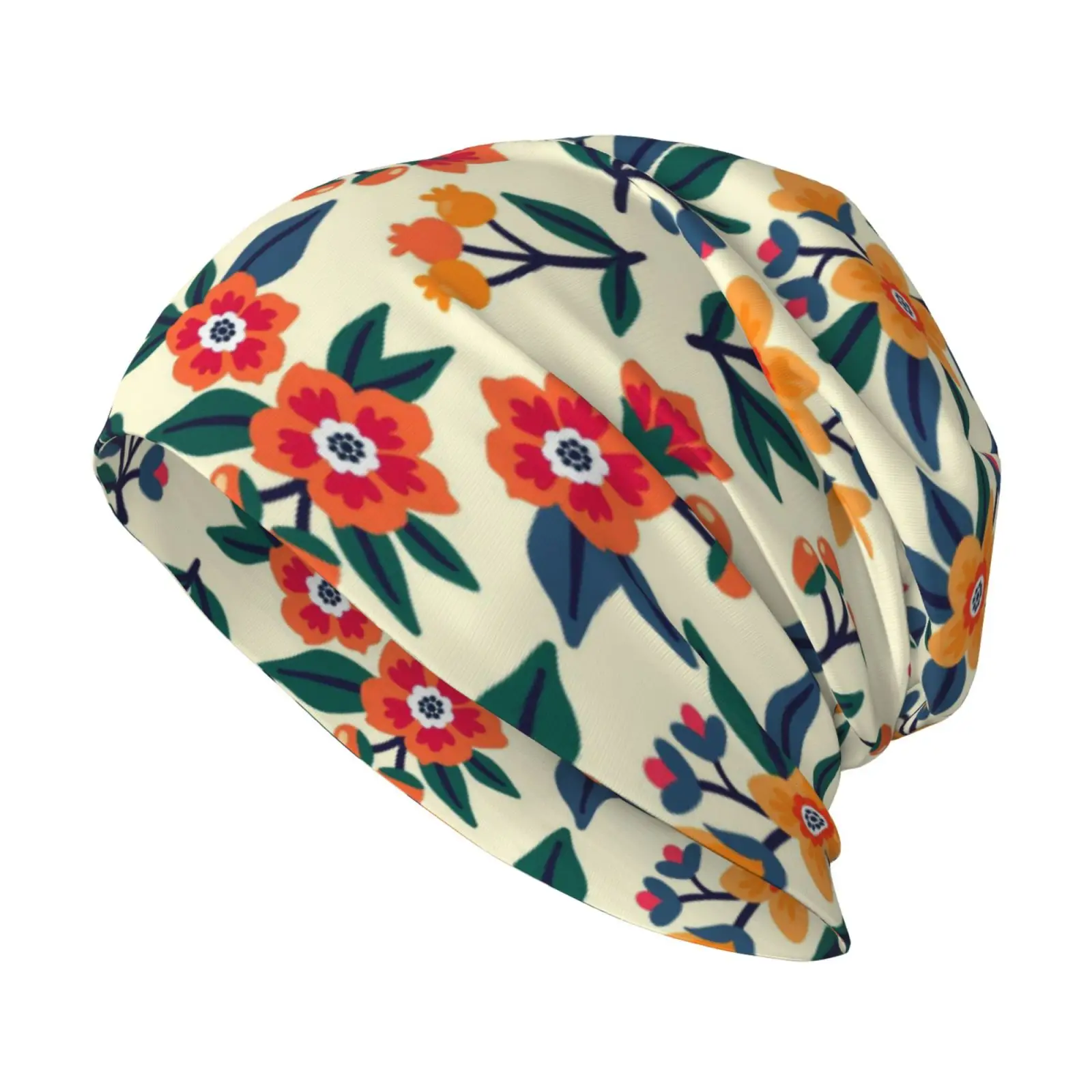 Floral Print Pattern Knitted Hat Retro Street Hip-hop Universal Skin Friendly Comfortable Warm Winter Hat Outdoor Casual Gift