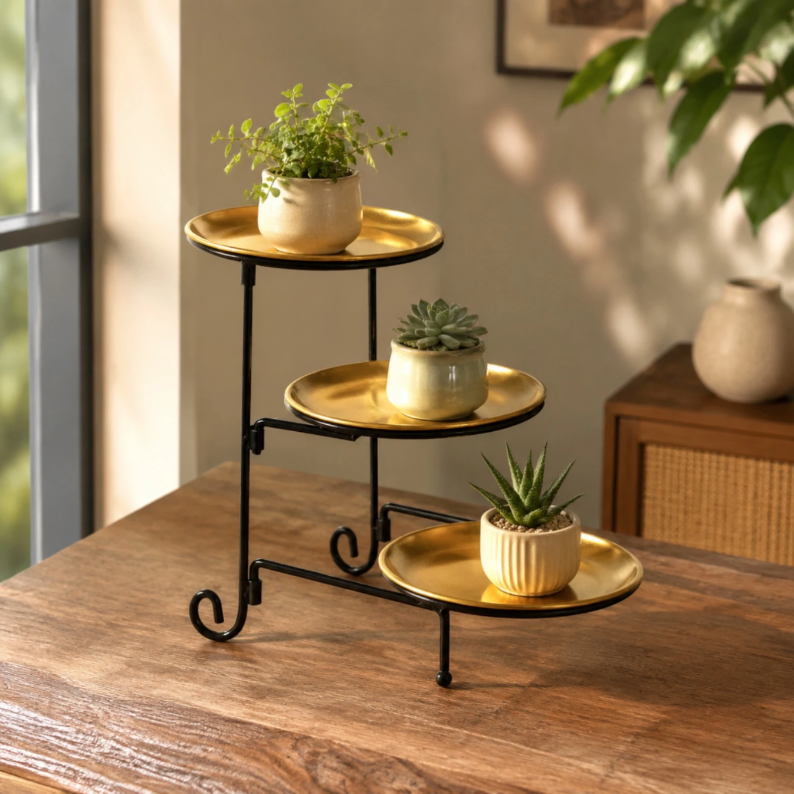 3-Tier Dessert Stand Foldable Tiered Dessert Stand Serving Tray Detachable Round for Party Hosts, Parties, Afternoon Tea