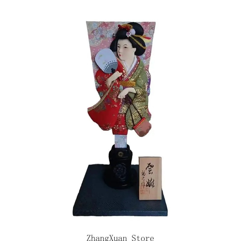 Traditionelle japanische Hagoita-Puppe, Stoff, Holz, Kunststück, Schreibtisch-Regal, Display, 3 x – Detail 9