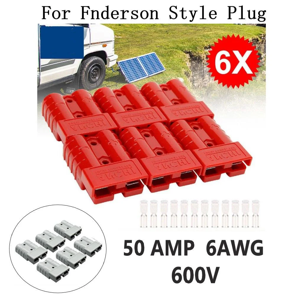 4/6pcs Plugs Connectors Electrical Equipment Replacement Accessories For Anderson Style Plug DC Power 50AMP Solar Caravan 6AWG