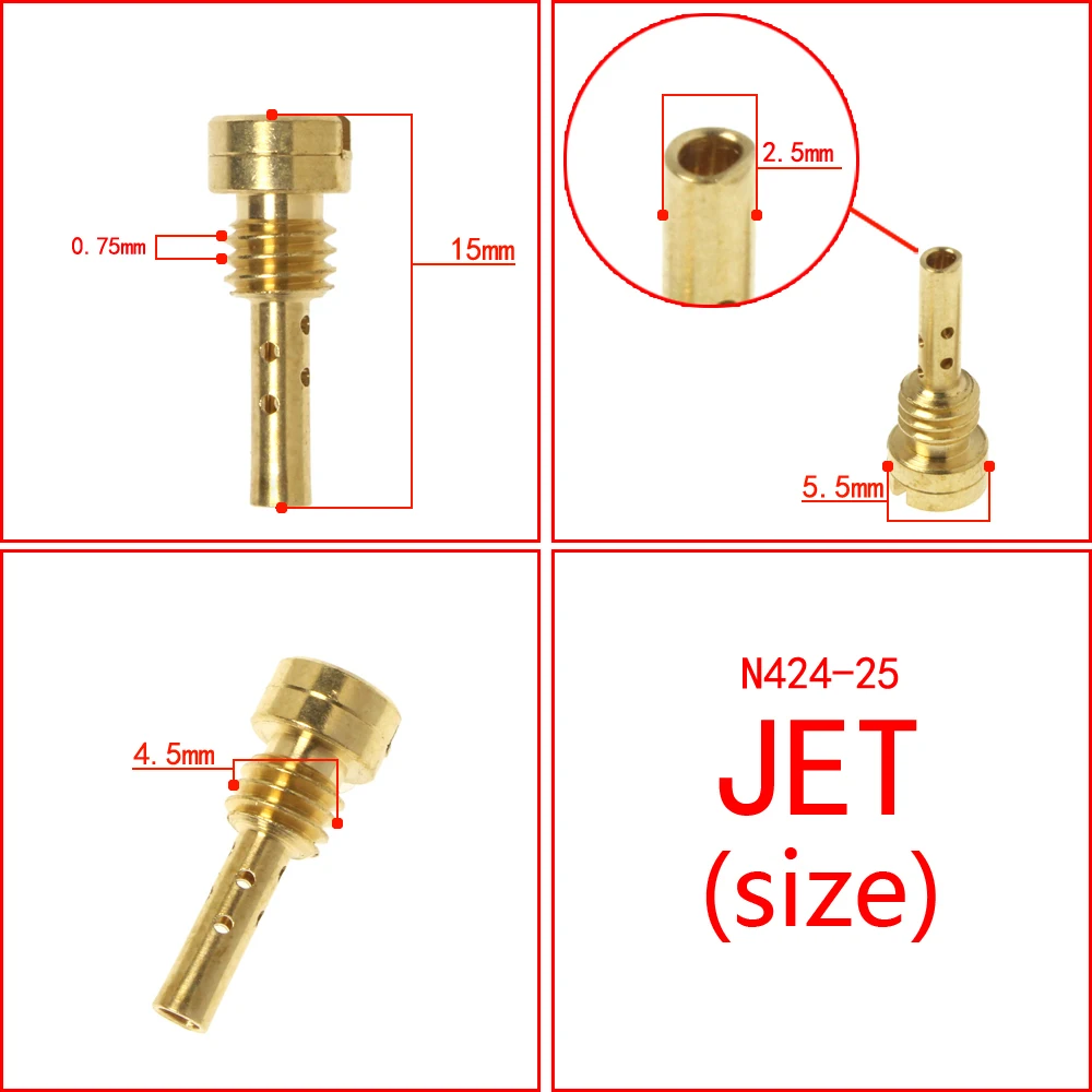 Boquilla de carburador de piezas, N424-25B de chorro piloto para keihin FCR CVK GSXR YZF R1 R6 CBR ZX7 ZX9 ZRX EBC424-25-60, 10 GSX30-75