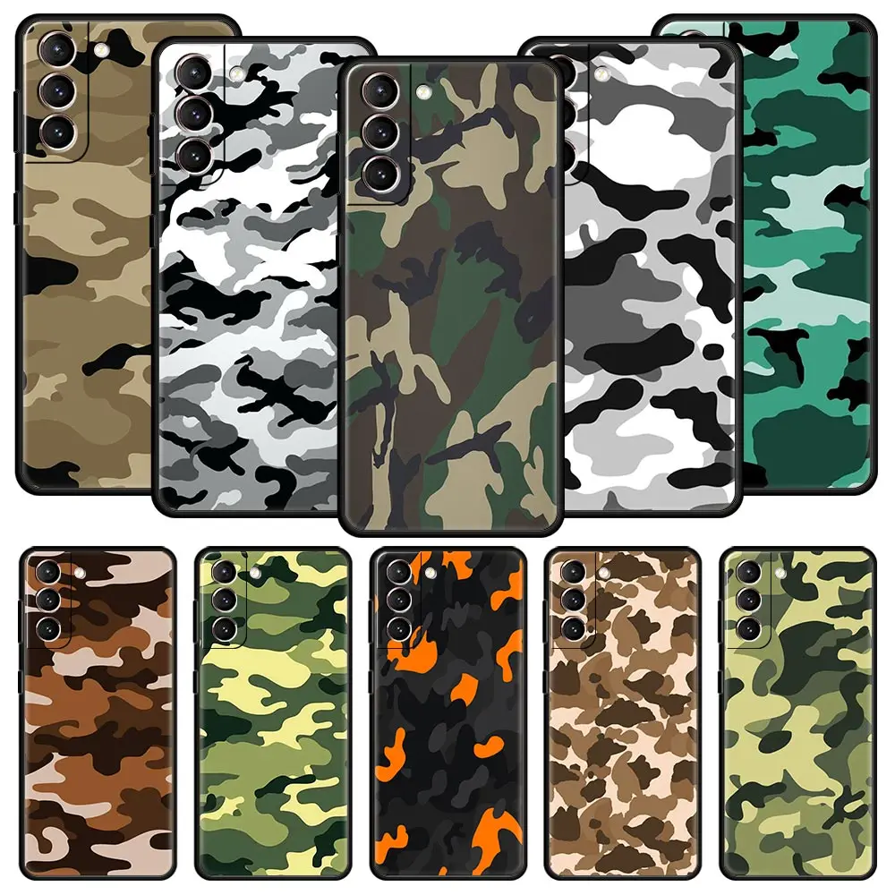 Camouflage Camo Military Army Phone Case For Samsung Galaxy S24 S23 S22 S20 Ultra S21 FE 5G S10 S9 Plus S10E Soft Silicone Cover