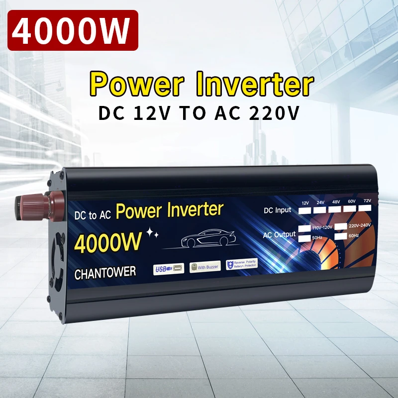 

Power Inverter 12v 220v Solar Inverter 1000W 2000W 3000W 4000W Portable Voltage Transformer Power Converter Panel Car Inverter