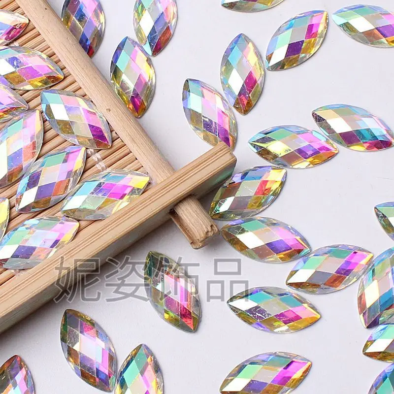 

White color AB horse eye shape flat bottom resin drill DIY manicure clothing accessories eyebrow sticker Dawang fan sticker dril