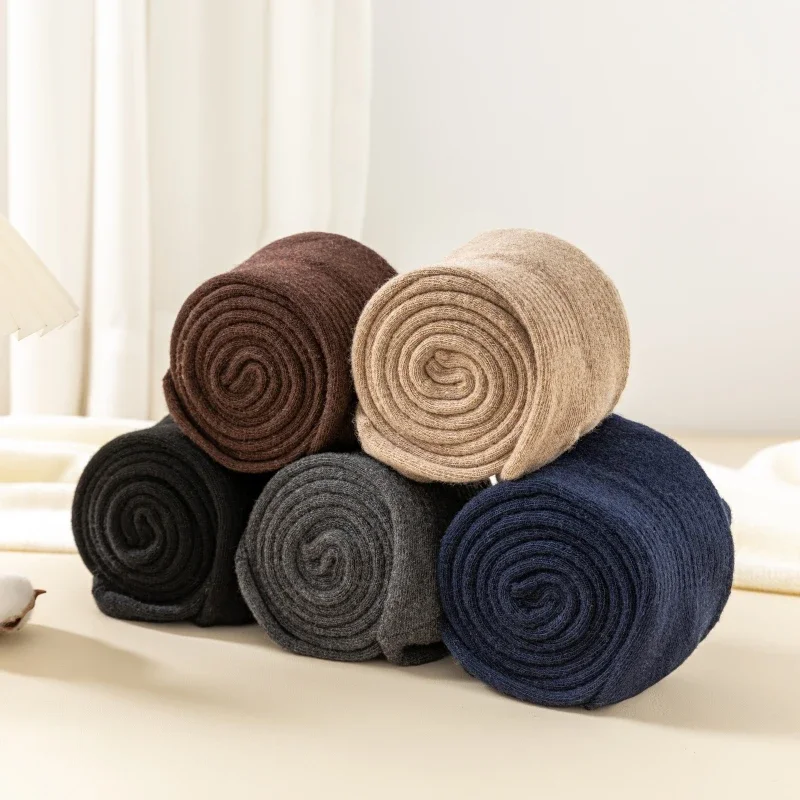 2 Pair Winter Thick Warm Women'S Wool Over Knee Socks Harajuku Vintage Merino Wool Thigh Socks Fashion Casual Stockings