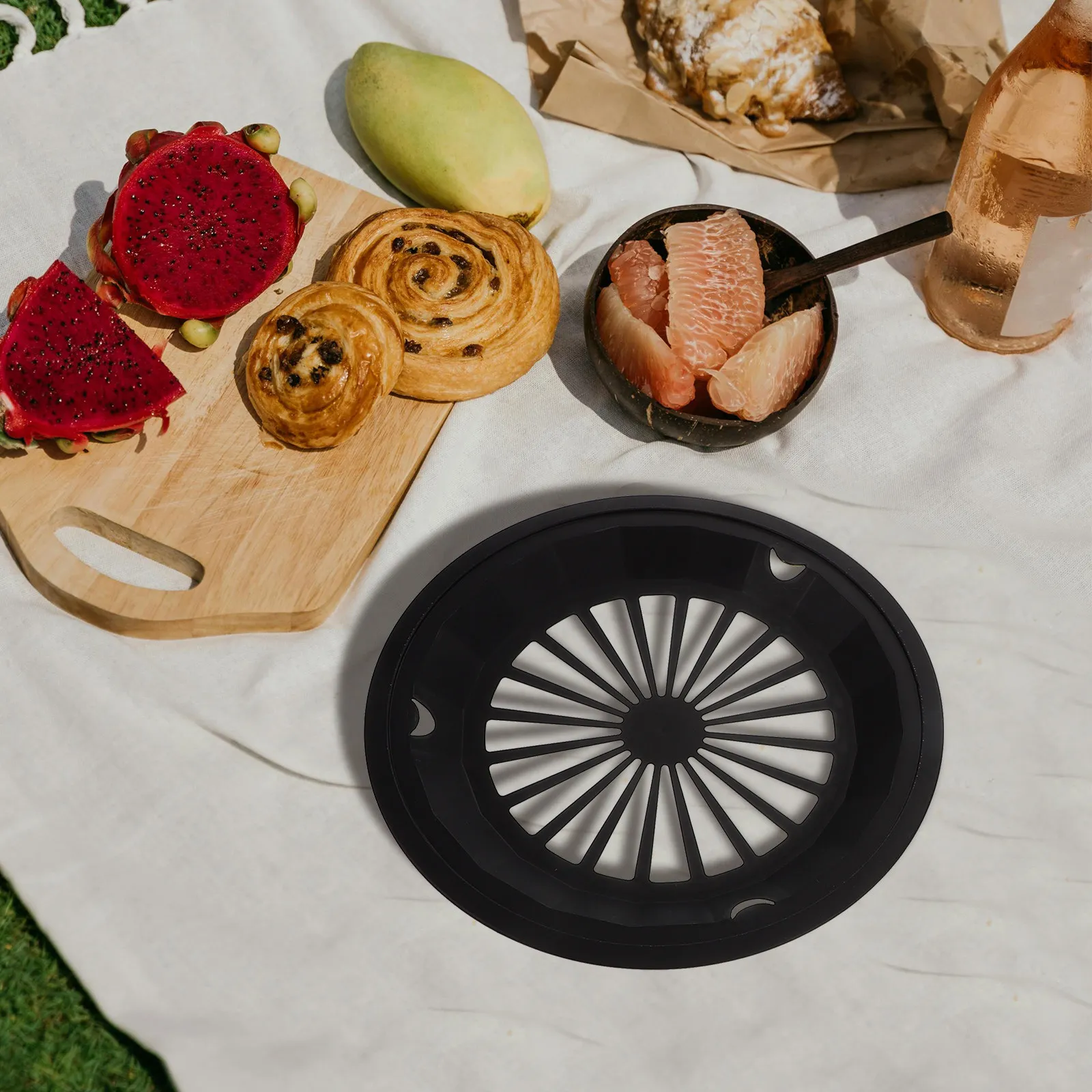 

Набор из 10 полых пластиковых корзин для пикника, многоразовые круглые подставки для тарелок с защелкивающимся механизмом, корзины для слива воды и хранения продуктов, можно мыть в посудомоечной машине