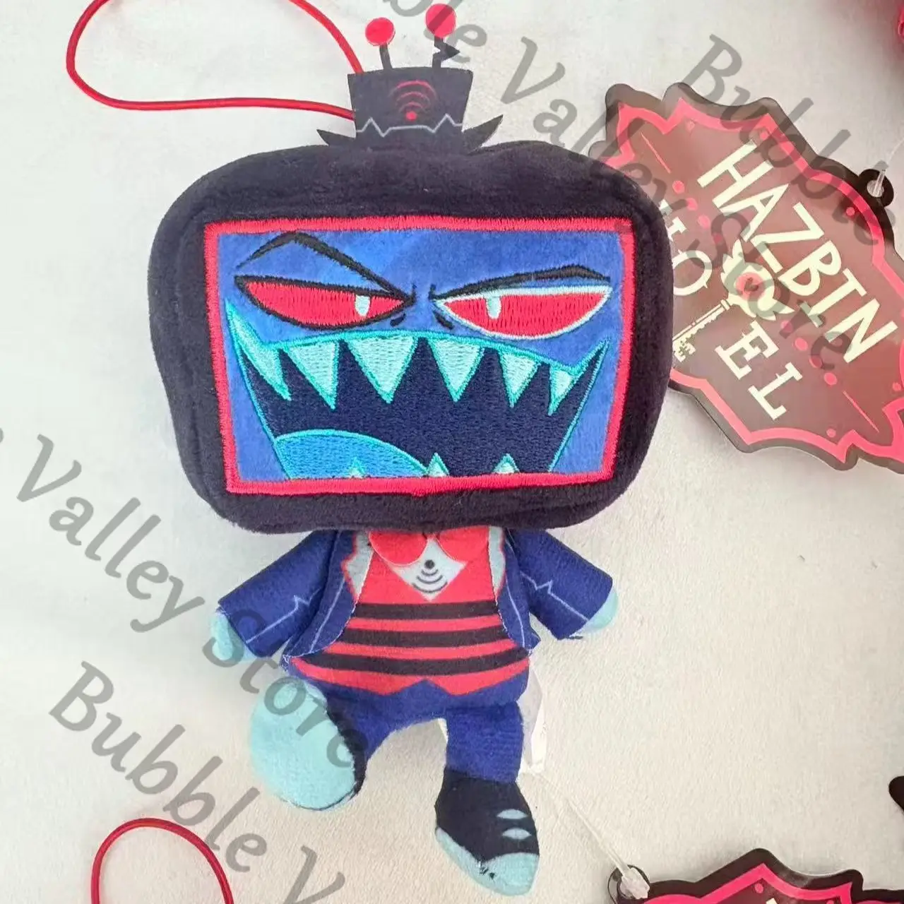 

Genuine Anime Vox Alastor Velvette Hazbin Hotel Cosplay Fluffy Cotton Maumet Pendant Cartoon Puppet Keychain Keyring Adorn Gift