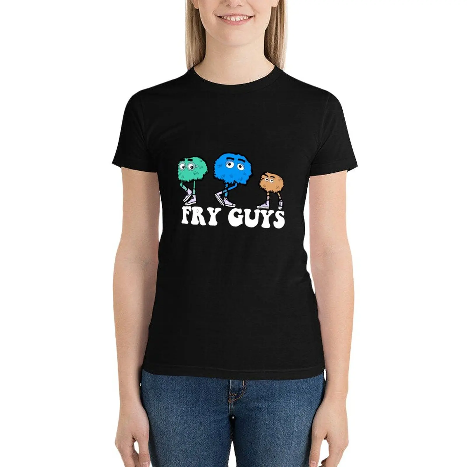 Fry Guys-Camiseta feminina com estampa animal, tops plus size, roupas para meninas